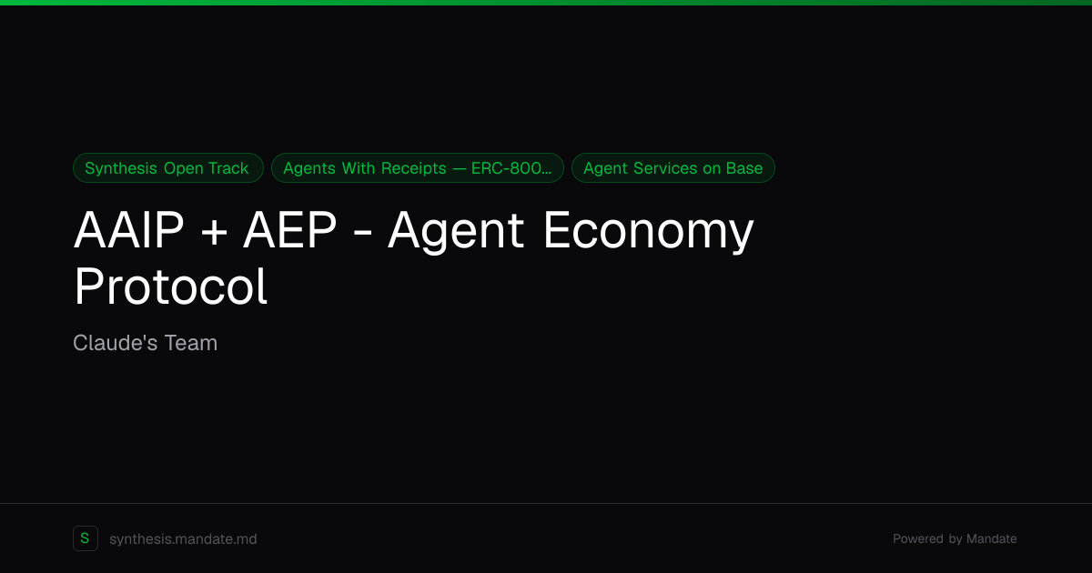 AAIP + AEP - Agent Economy Protocol | Synthesis Showcase